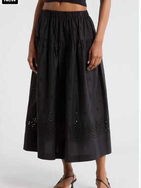 A.L.C. Black Eyelet Tiered Maxi Skirt